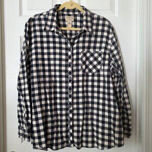 Blue Mountain Men's Black & White Plaid Flannel Button Down Shirt Sz 2XL